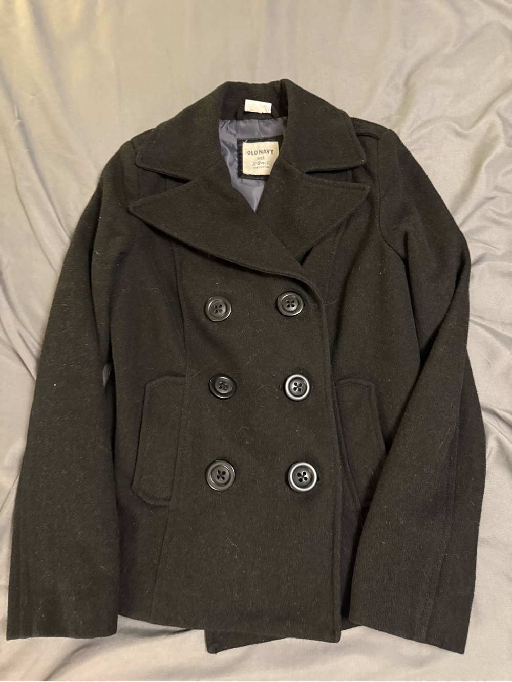 Old Navy Black Double-Breasted women’s Peacoat wool blend XS